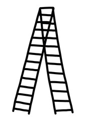 long ladder / cartoon vector and illustration, black and white, hand drawn, sketch style, isolated on white background.