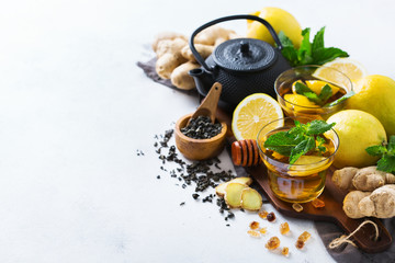 Japanese chinese tea teapot lemon ginger mint