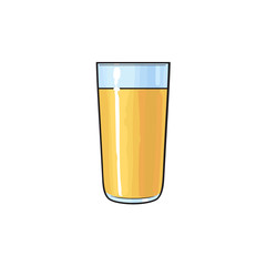 Freshly squeezed orange juice in tall glass, side view sketch style vector illustration isolated on white background. Hand drawn glass of fresh orange juice, sketch style illustration