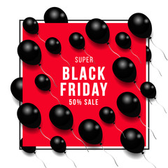Black Friday, Big Sale, black air balloon, creative template on flat design