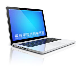 Laptop on a white