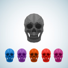 Abstract Vector Polygonal Colorful Skull Icons, Symbols or Logo Template.