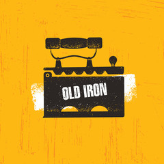 Old Time Iron, Vector Icon On Rough Background
