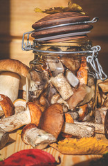 mushrooms in a jar