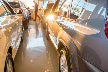 New cars at dealer showroom