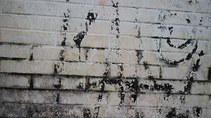 Muro tijolos branco com manchas pretas grunge 