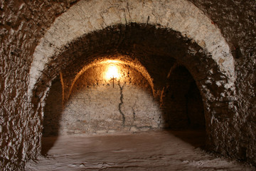 Fototapeta na wymiar Old dungeon in Dubno castle Rivne region of Ukraine