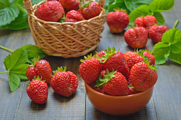 Strawberries in ceramic bowl