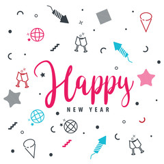 Set of Colorful New Year Doodle Texture Design