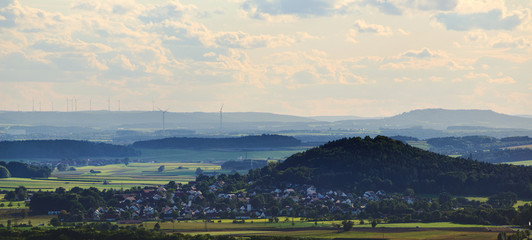 View from castle Wolfstein near Neumarkt on the town of Stauf