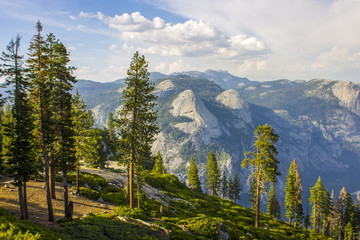 Views of Yosemite Valley from the Washburn Point observation area. A World Heritage Site since 1984
