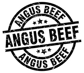 angus beef round grunge black stamp