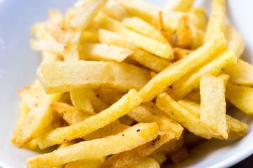 Golden French fries potatoes ready to be eaten