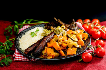 traditional moroccan dish couscous salad with Sausage