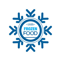 Frozen food since 1935, abstract label for freezing with snowflake vector Illustration