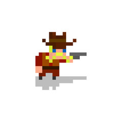 Pixel character cowboy for games and web sites