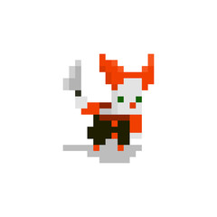 Pixel character angry clown for games and web sites