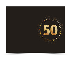 50 years anniversary decorated greeting / invitation card template with golden elements.