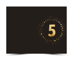 5 years anniversary decorated greeting / invitation card template with golden elements.