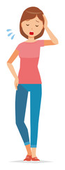 Obraz premium Illustration that my mom wearing short-sleeved clothes is tired