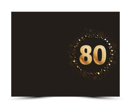 80 years anniversary decorated greeting / invitation card template with golden elements.