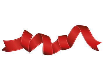 Decorative red ribbons banner isolated on white. Vector