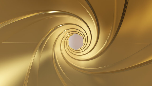Golden gun barrel,high resolution 3d rendering