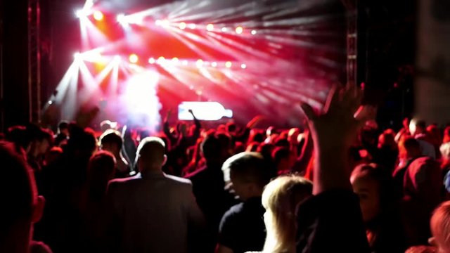 Crowd Partying At Live Music Concert Slow Motion