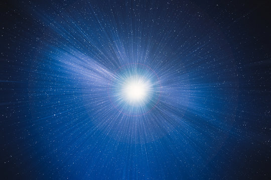 blue star sky with motion to move deep into galaxy background concept