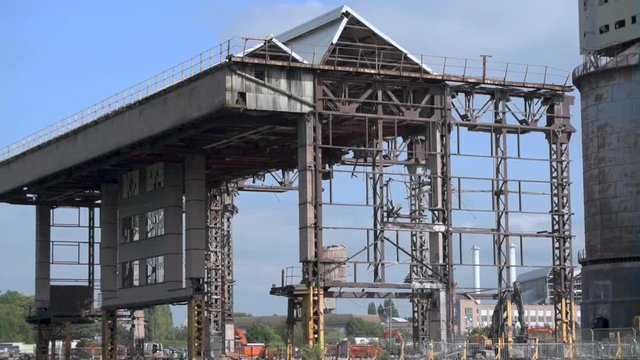 Industrial chemical plant in the process of demolition that produced soda ash. Brunner Mond, Winnington, Northwich, Cheshire, UK