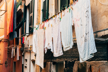Fototapeta na wymiar hanging clothes drying outdoor