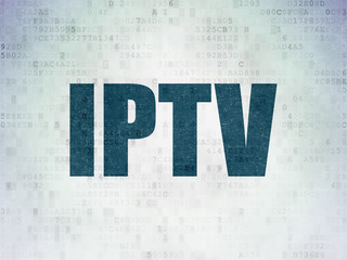 Web design concept: Painted blue word IPTV on Digital Data Paper background