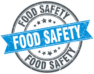 food safety round grunge ribbon stamp