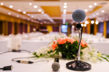 Close up of Microphone in meeting room for a seminar