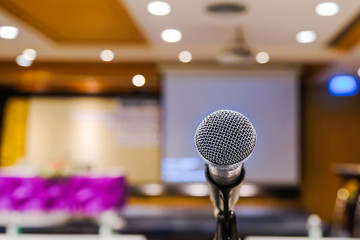 Close up of Microphone in meeting room for a seminar