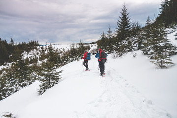 Fototapeta na wymiar Two climbers in the winter.