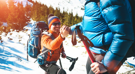 Two climbers in the mountains.