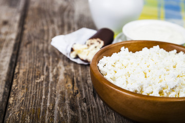 Cottage cheese, sour cream and milk
