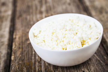 Cottage cheese  in a  bowl