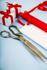 Packing of Christmas gifts.