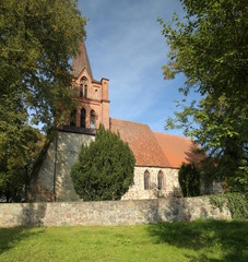 Fototapeta na wymiar Church in the town of Ranzin, Mecklenburg-Vorpommern, Germany