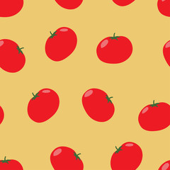 Hand drawn tomato seamless pattern. Clipping mask used.