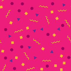  Geometric seamless pattern. Hipster creative design. Trendy background with triangles, the zigzag line, a square and a circle