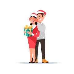 Young couple receives a present