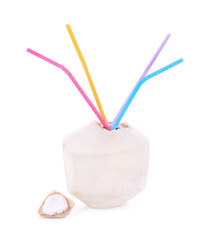 Coconut Water Drink isolated on white background.
