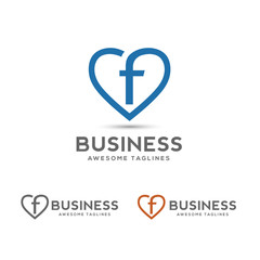 Obraz premium Letter f heart logo icon design template elements,elegant letter f with heart outlines logo vector