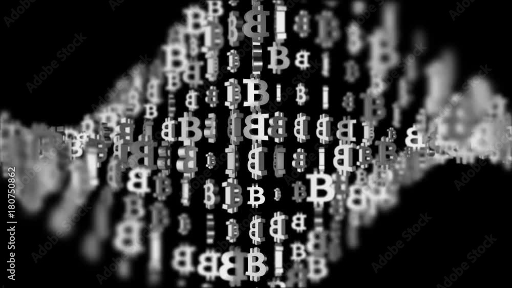 Poster wave bitcoin.cinematic background.3d animation. seamless loop.