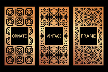 Set of vintage  frames border with beautiful filigree ornamental frame, decorative ornate vintage borders, retro element. Classic ornamental set of  vintage frames templates, borders and elements
