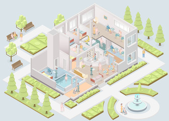 Nursing home. Assisted-living facility. Vector illustration