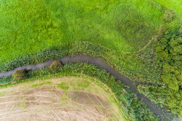 Luftaufnahme von Feldern im August